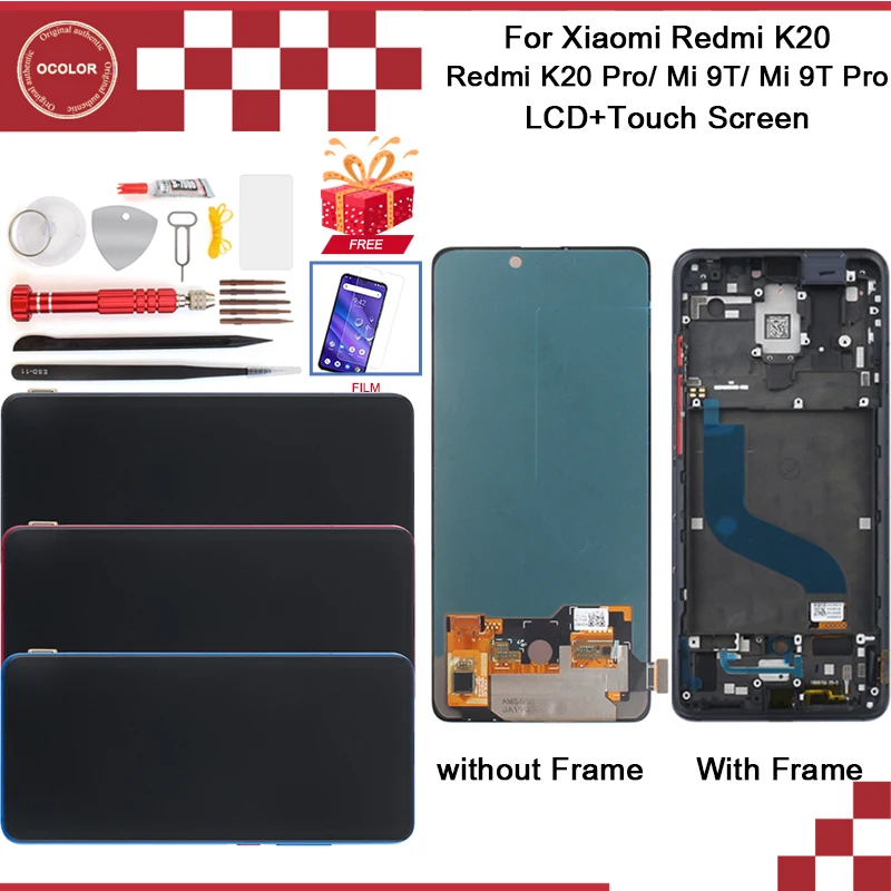 Цветной AMOLED для Xiaomi Redmi K20 Pro ЖК дисплей и сенсорный экран с рамкой в сборе Mi 9T