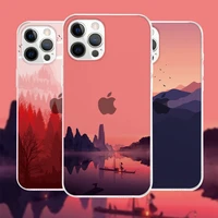 travel mountain forest cloud clear phone case for iphone x xs max xr 11 12 13 pro max 7 8 plus se 2020 transparent back cover