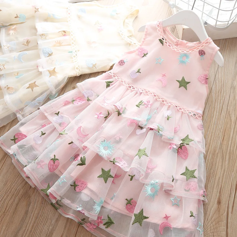 

Baby Summer Dress For Girl Kids Sleeveless Clothes Children Girls Floral Princess Wedding Party School Elegant Dresses 3 Years