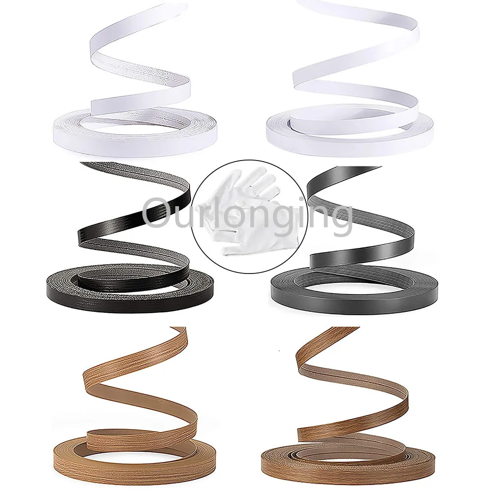 PVC Edge Banding 6Colors Non Glued Flexible Durable Wood Veneer Edge for DIY Table Cabinet Furniture Decorative Trim 16/32feet
