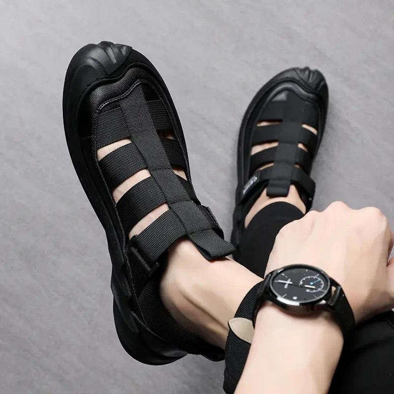 

Сандалии мужские с ремешком и нескользящей подошвой, удобные пляжные туфли, модная Уличная обувь для бисероплетения, лето