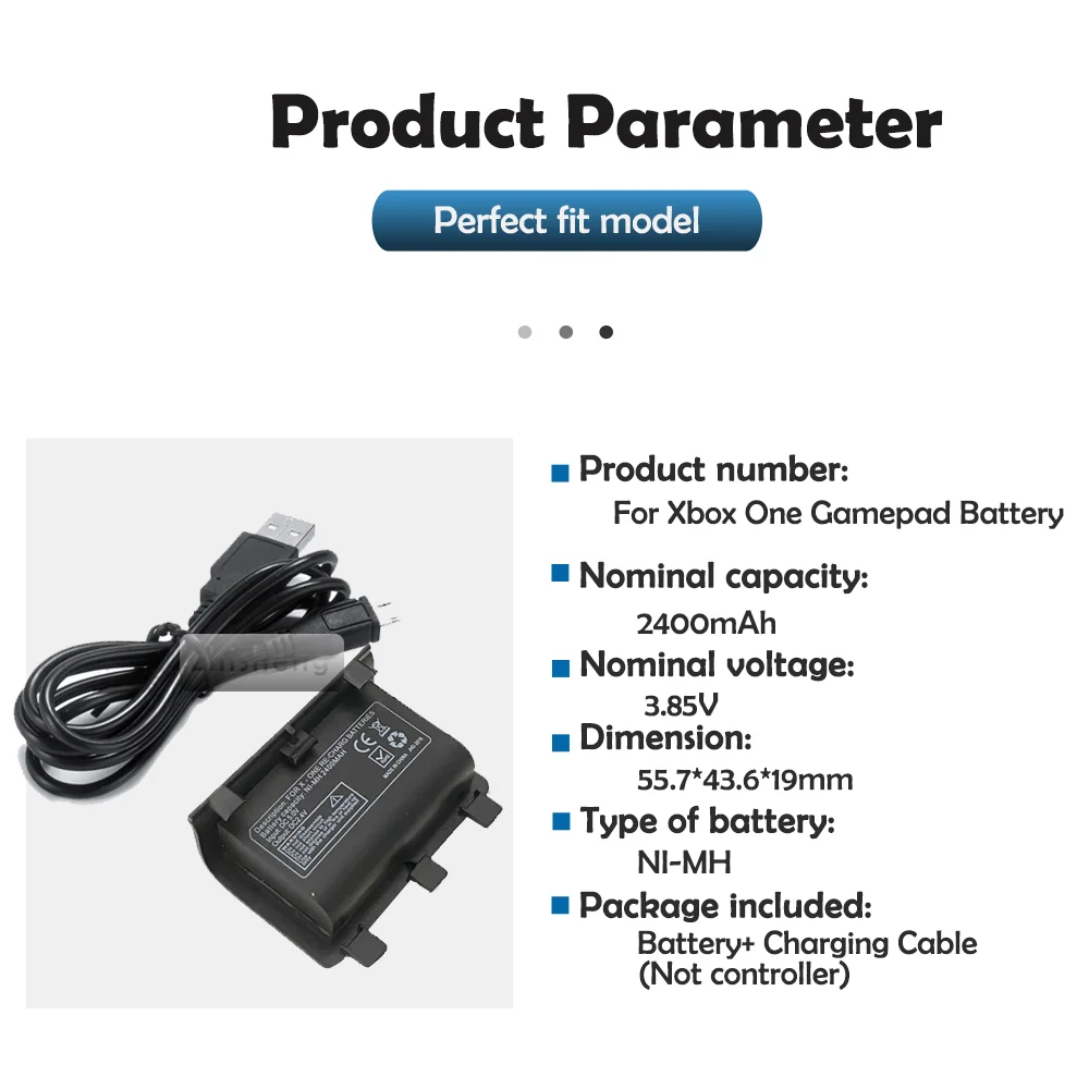 

1-10PCS 2400mAh Rechargeable Battery Pack With USB Cable For XBOX ONE Controller Wireless Gamepad Joypad Replacement Battery