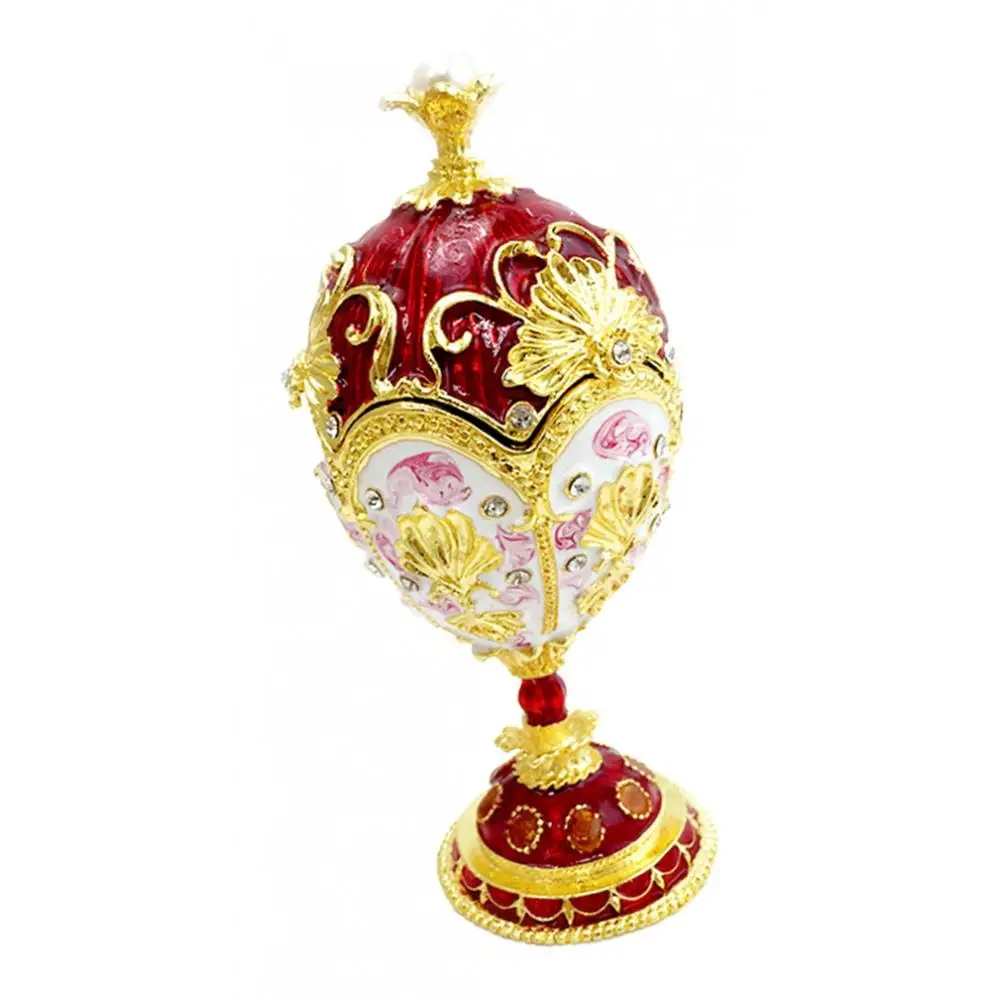 

Golden Enamel Rhinestone Easter Egg Jewelry Box Surprise Gift Trinkets Holder