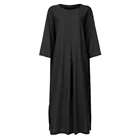 Платье женское длинное из хлопка и льна, черный сарафан в богемном стиле, плиссированный сарафан с длинным рукавом, размера плюс, 5XL, лето 2021