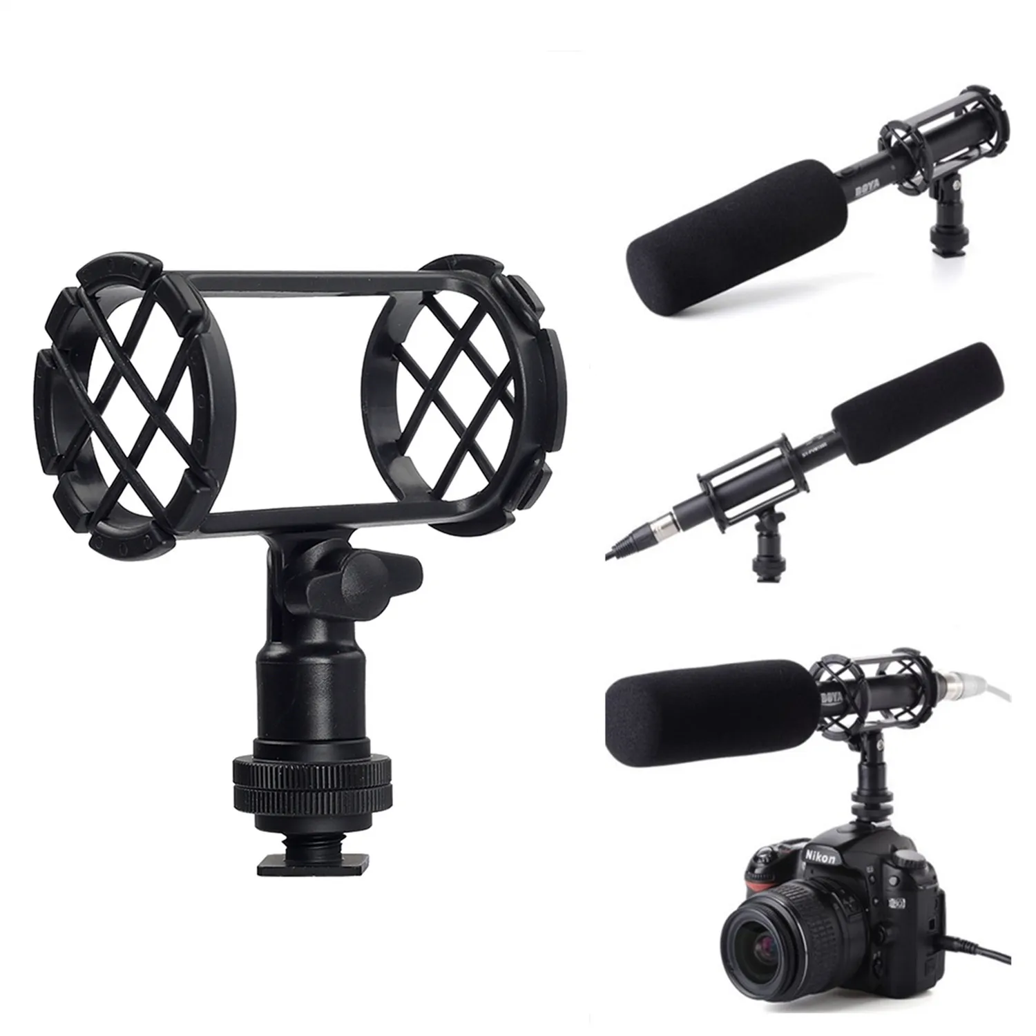 

BOYA BY-C04 Camera Video Shock Mount for RODE NT4 BOYA BY-PM1000 Shotgun Microphones 19-25mm in Diameter