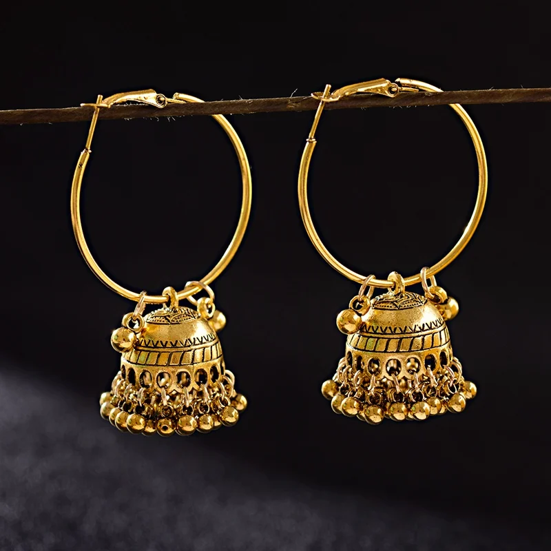 OIQUEI 2019 New Indian Jhumka Bohemian Ethnic Round Big Bells Drop Dangle Earrings For Women Gypsy Jewelry Ornaments Accessories | Украшения