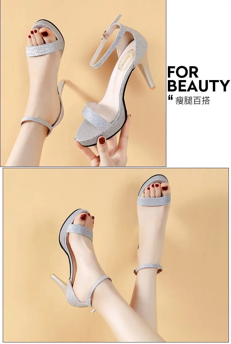 

Fashion Platform Super High Heels Women Pumps Shoes Women Summer Thin Heels Peep Toe Wedding Party Shoes for Women Sandals 2021