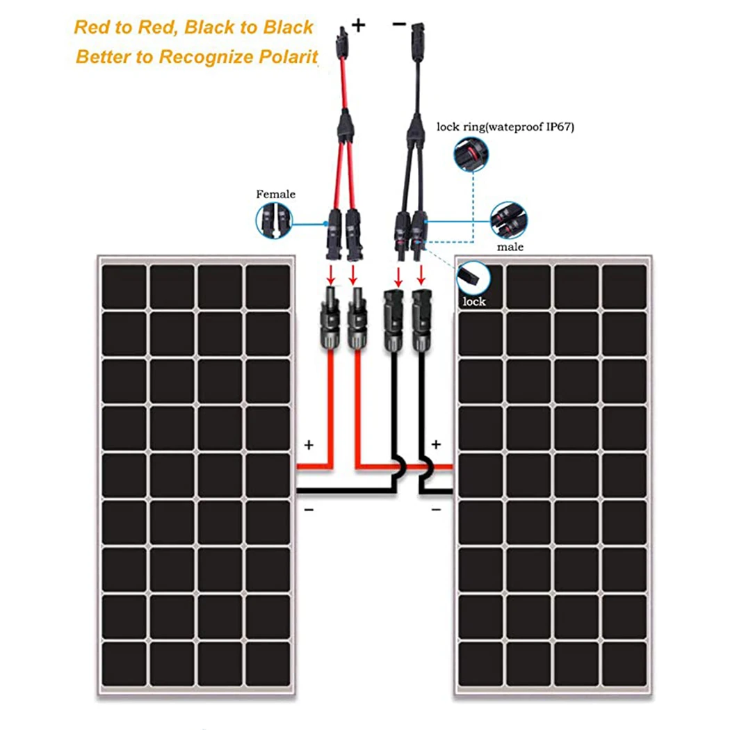 1 Pair Y Branch Connector 30A Cable FFM MMF PV Wire Plug Tool Accessories | Solar Panel