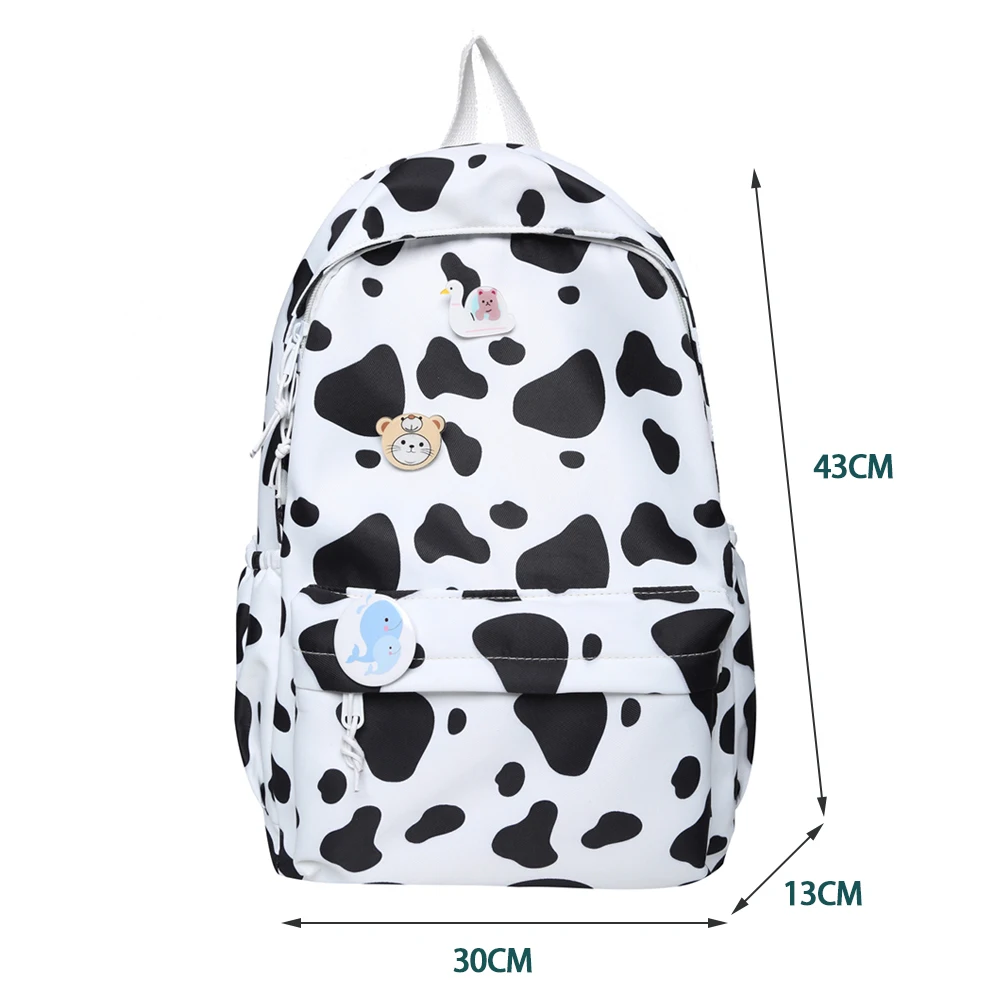 

Large Capacity Cow Print Backpack Multi-Pockets Women Backpacks Anti-theft Travel Shoulder Bag Teenager Girls School Book Bag