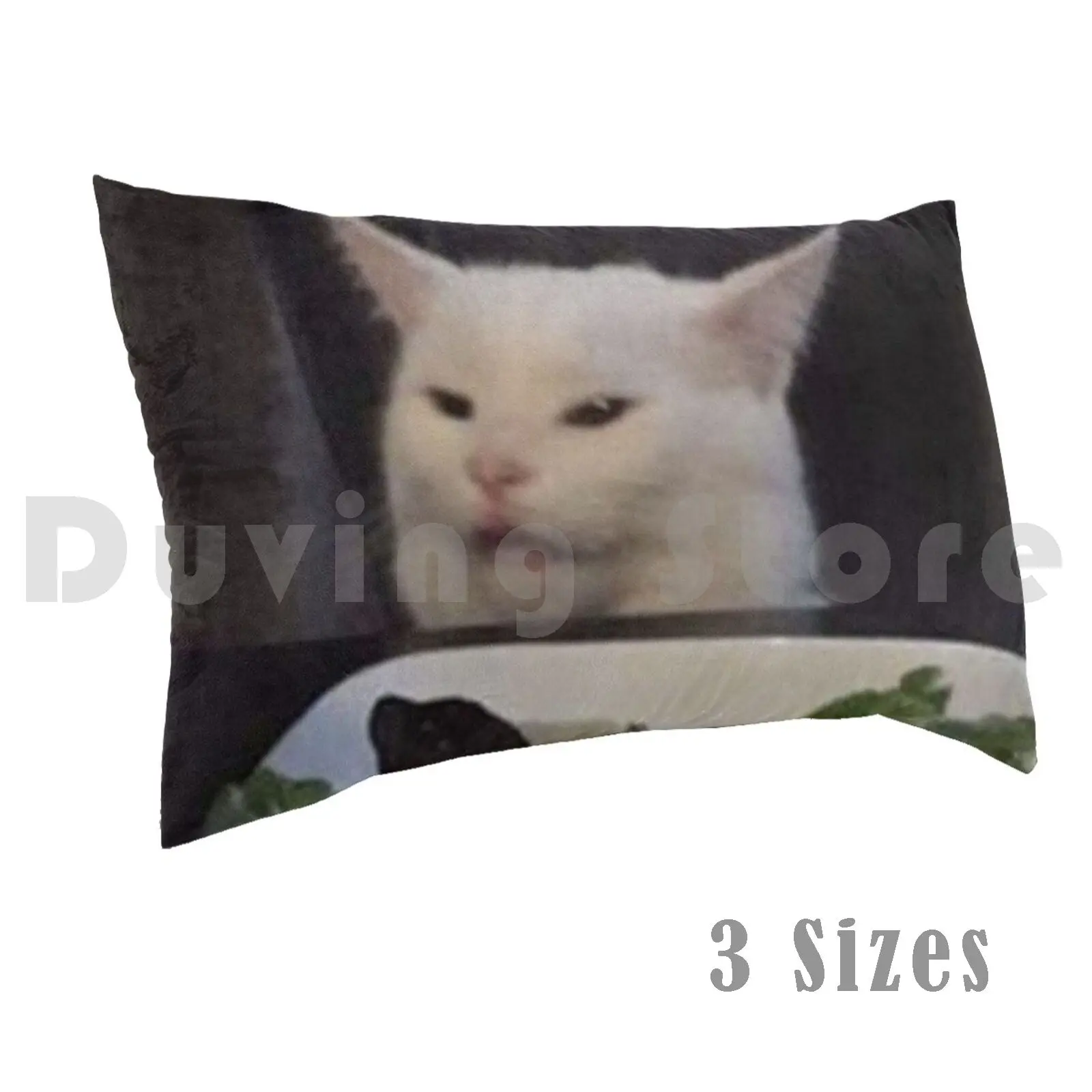 

Smudge The Cat Pillow Case Printed 50x75 Meme Cat Smudge Funny Cat Meme Angry Woman Cat At Table Vine White