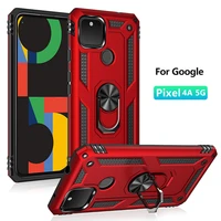 armor magnetic shockproof case for google pixel 4a 5g metal ring stand holder back cover for pixel 5 4a