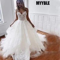 luxury a line wedding dresses sweetheart appliques lace spaghetti straps vestido de novia custom made white ivory bridal gowns