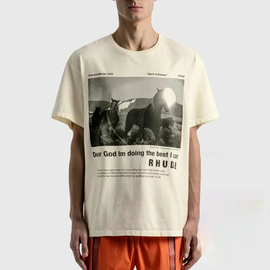 

Высококачественная футболка с логотипом ревеня лошади для мужчин и женщин, футболка с цифровым принтом 1:1, винтажные топы, графические футб...