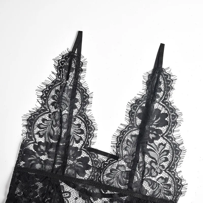 

Women's One-Piece Lingerie Deep V Teddy Lace Bodysuit PerspectiveBackless Underwear SDFA88