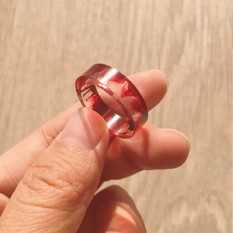 

Simple and Fashionable Ink Original Ice and Flame Halo Dye Crystal Resin Punk Exclusive Couple Ring Jewelry for Men and Women