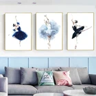 Настенная картина в скандинавском стиле, украшение для дома, плакаты и принты для гостиной, балетная танцующая девушка, холщовая картина