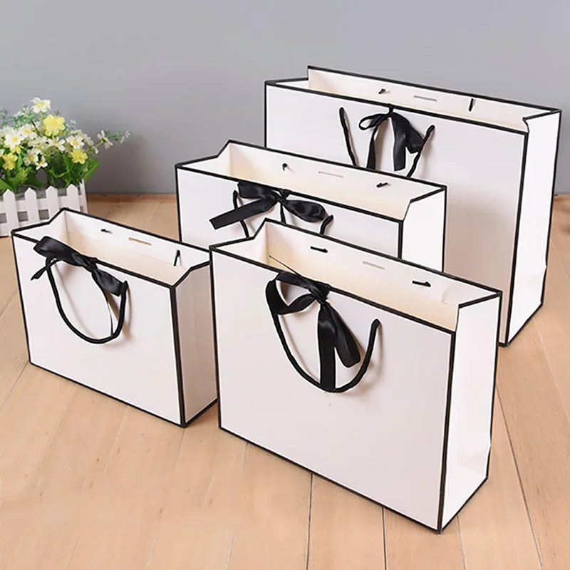 Gifts Bag Portable Hand-Held Recyclable White Kraft Paper Gift Packaging Box Cute Fashion Big Gift Box For Party Wedding images - 6