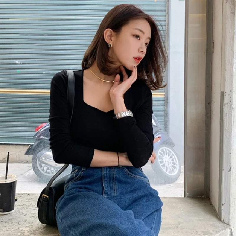 Футболка с длинным рукавом для женщин в этом году Новый Стиль Универсальный