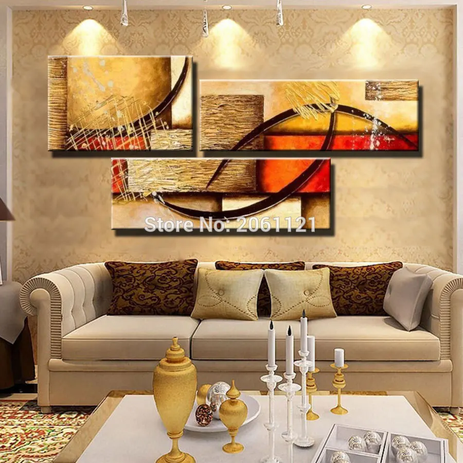 

Cheap canvas art YELLOW 3 panels modern abstract oil painting on canvas handmade wall art HOME DECORATION PICTURE 2P28
