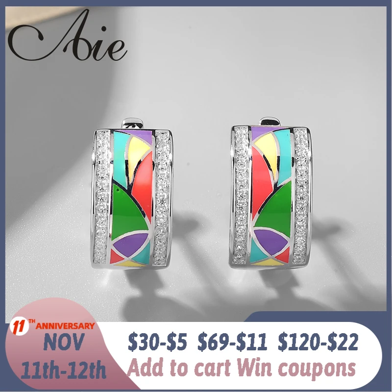 Fashion 925 Sterling Silver gorgeous creative geometric pattern DIY colourful Enamel fine Earrings Party Jewelry | Украшения и