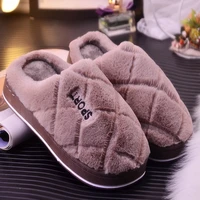 winter women slippers female short plush gingham home cotton shoes ladies couple bedroom indoors warm flat shoe womens footwear