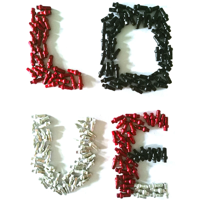 

32/lot Pillar DSN Aluminum Alloy About 0.4g Bike Spoke Nipples 14G(FG2.3) Black Red Silver 14.4mm 16mm 18mm Double Square Head