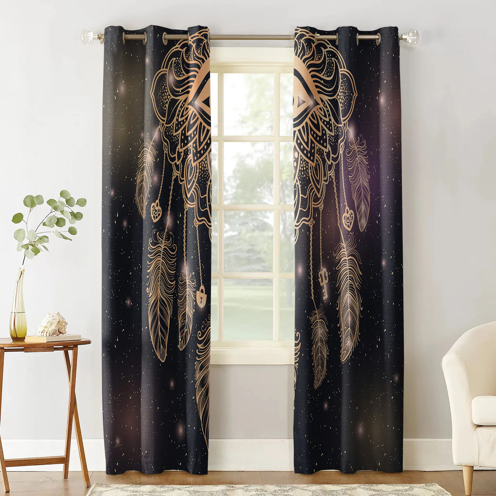 Feather Line Flower Window Curtains Home Decor Living Room Kitchen Drapes Panel for Bedroom | Дом и сад