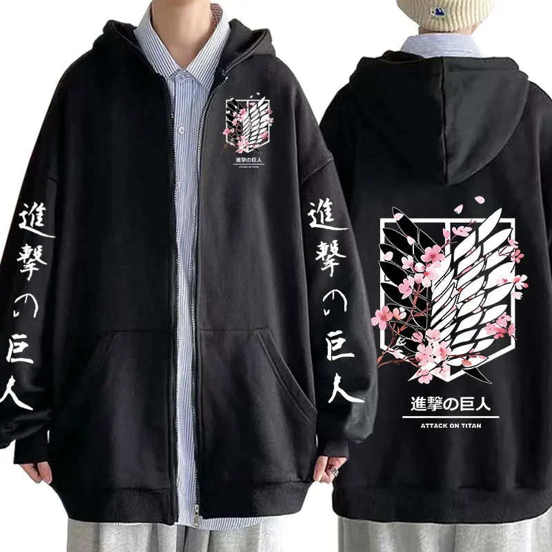 

Anime Hoodie Attack on Titan Zipper Hoodied Long Sleeve Streetwear Wings of Liberty Harajuku Sweatshirt Men/Women Unisex Hoody