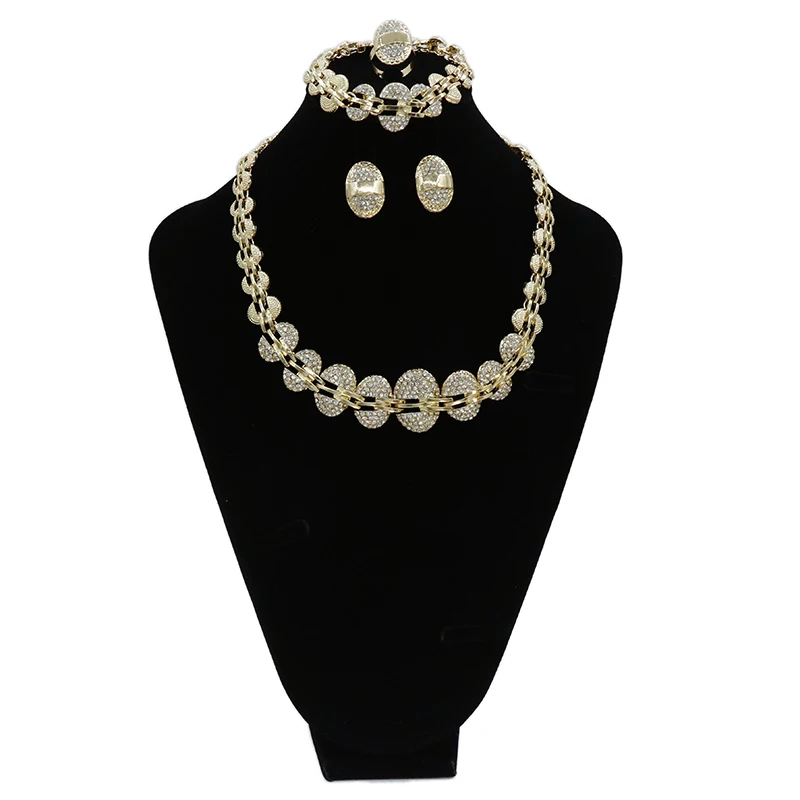 

2021 Fashion Exquisite Noble Gold Earrings Wholesale Nigerian Wedding Women Accessories Jewelry Set Bran G003