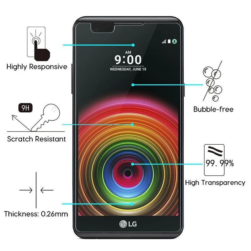 Защитное стекло закаленное для LG K3 K4 K5 K7 K8 2016 2017 жесткое смартфона Передняя пленка