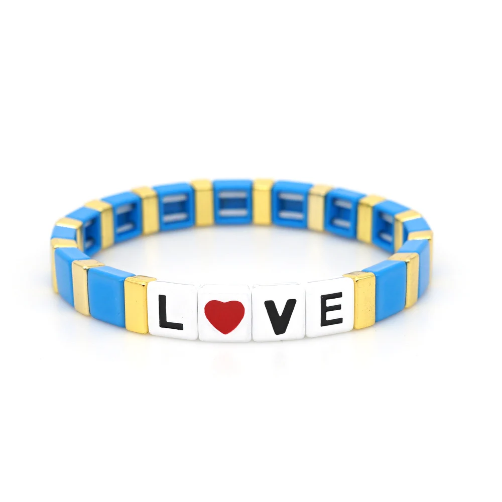 Shinus сердце Pulseras Mujer Moda 2019 эмалевая плитка браслет для женщин женские буквы любовь