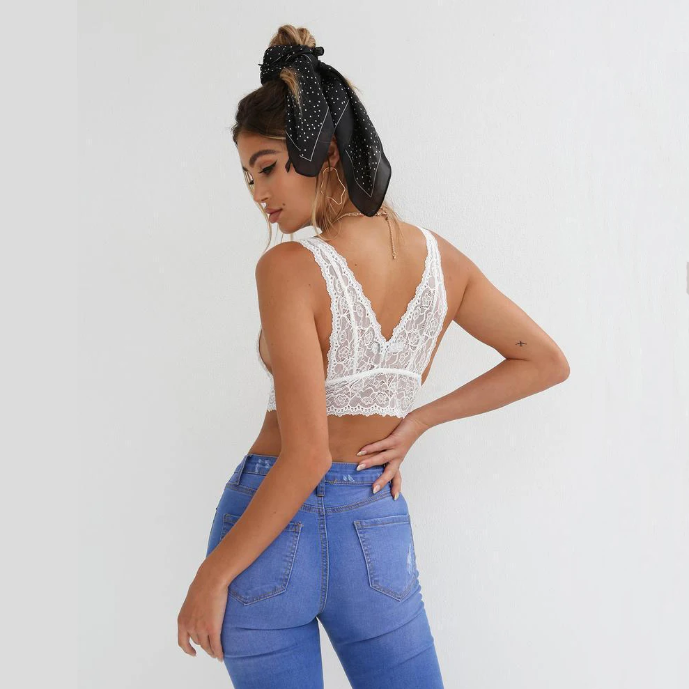 Бюстгальтер женский кружевной пикантный Бралетт с цветочным рисунком