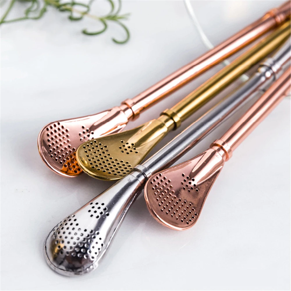 Нордический фильтр для фруктового сока соломы розовое золото напиток ложка