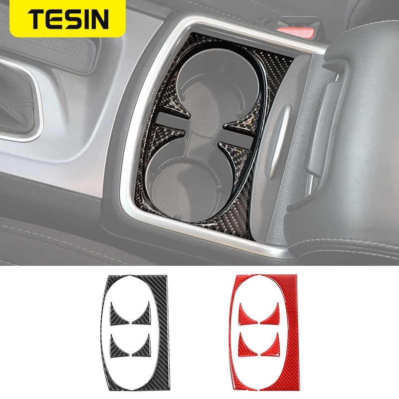 

TESIN Car Stickers for Dodge Charger Carbon Fiber Car Cup Holder Panel Decor Cover Interior Accessories for Dodge Charger 2015+