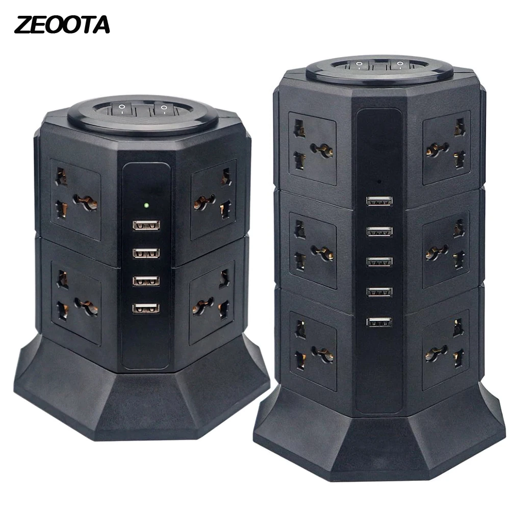 Вертикальная USB лента питания 8/12 EU/UK/US/AU, универсальные розетки с usb-зарядным устройством, защита от перенапряжения 6,6 фута/2 м, удлинитель