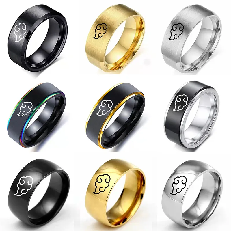 

Anime Cosplay Cloud Rings Japanese Style Animation Akatsuki Itaci hCosplay Ring Stainless Steel Jewelry Titanium Steel Men Ring