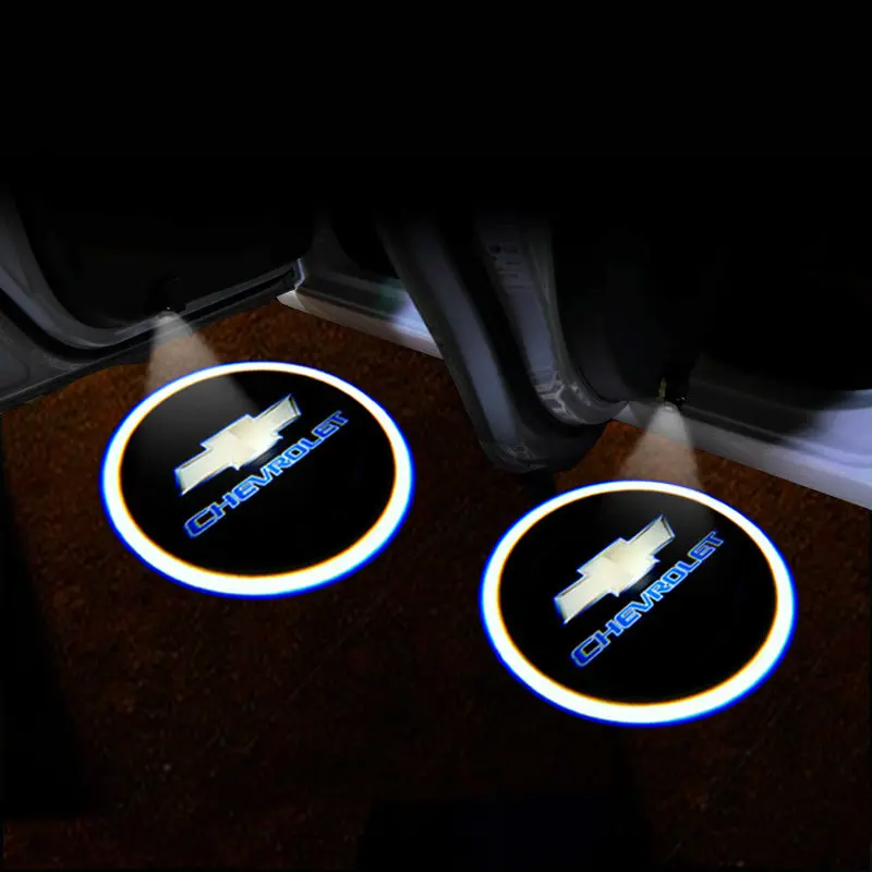 

New 2PCS Car Welcome Lamp Wireless Projector For Chevrolet Cruze Malibu Cavalier Orlando Captiva Monza Sail Trax Equinox Lacetti