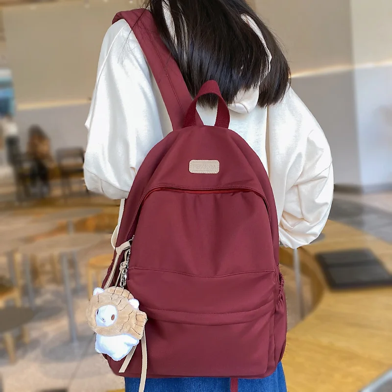 Модный нейлоновый женский водонепроницаемый красный Рюкзак Kawaii для колледжа