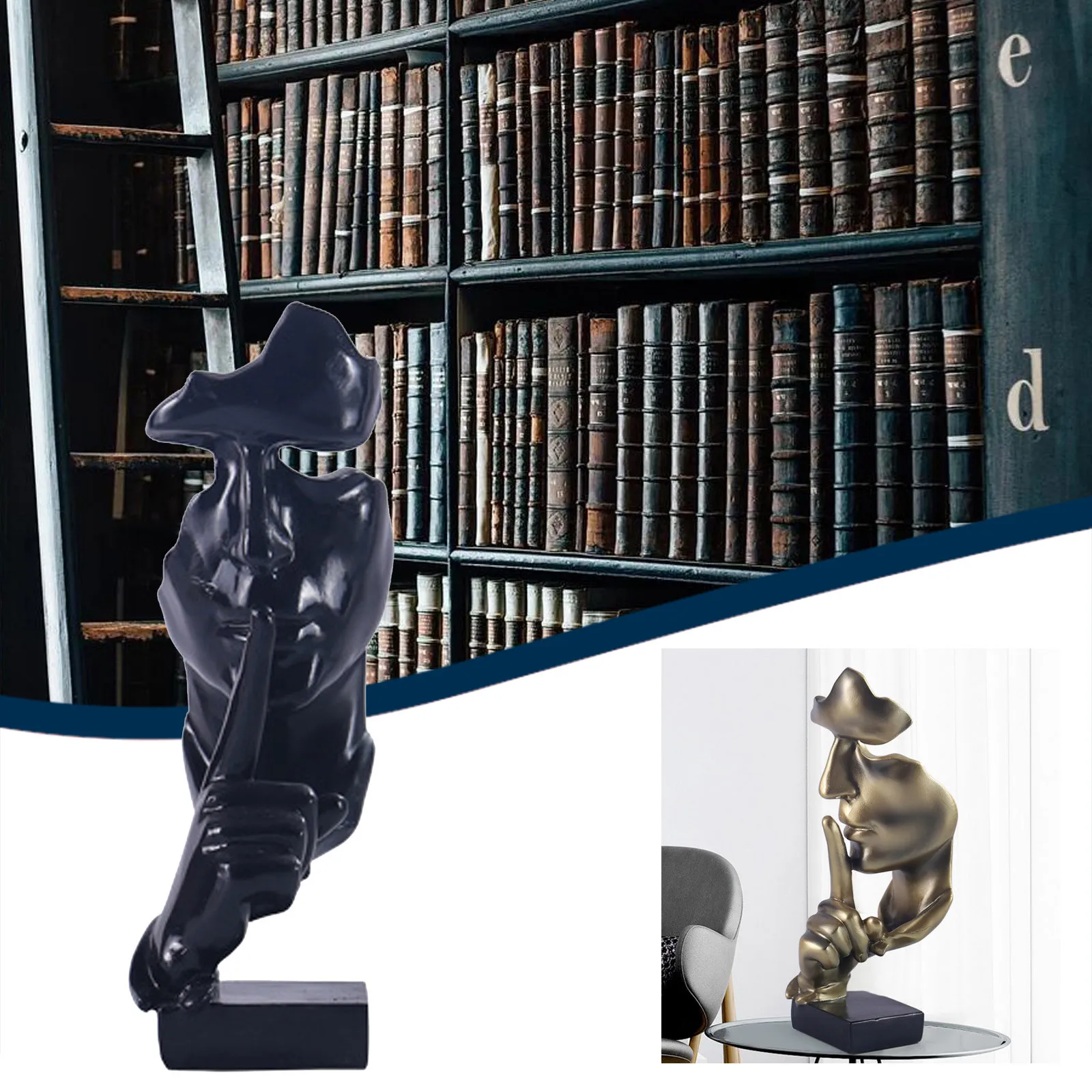 Черная белая серебряная абстрактная скульптура ремесленный герой статуя из