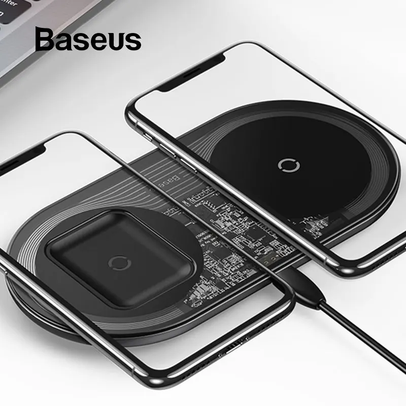 Baseus видимое Qi Беспроводное зарядное устройство 15 Вт для huawei P30 Pro Двойной Набор беспроводной зарядки для iPhone 11 Pro Max Xs Xr X 8Plus AirPods