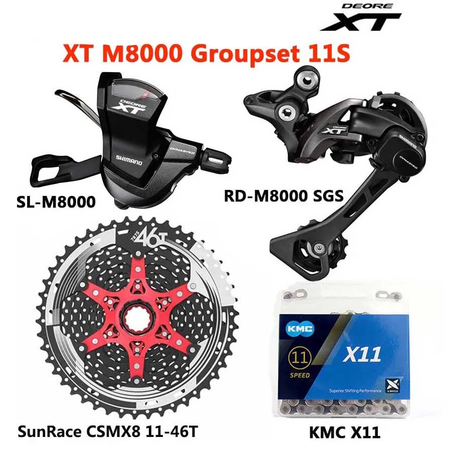 46T Black X11 Shimano DEORE XT M8000 Группа Комплект MTB горный велосипед 1x11-Speed 46T 50T SL+ RD+ CSMX8+ X11EL M8000 переключатель заднего хода - Цвет: 46T Black X11