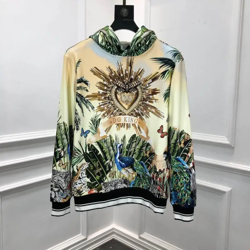Зима осень 19fw Новое поступление Королевский Корона Павлин принт известные хлопковые пуловеры худи брендовые свитшоты, одежда для мужчин