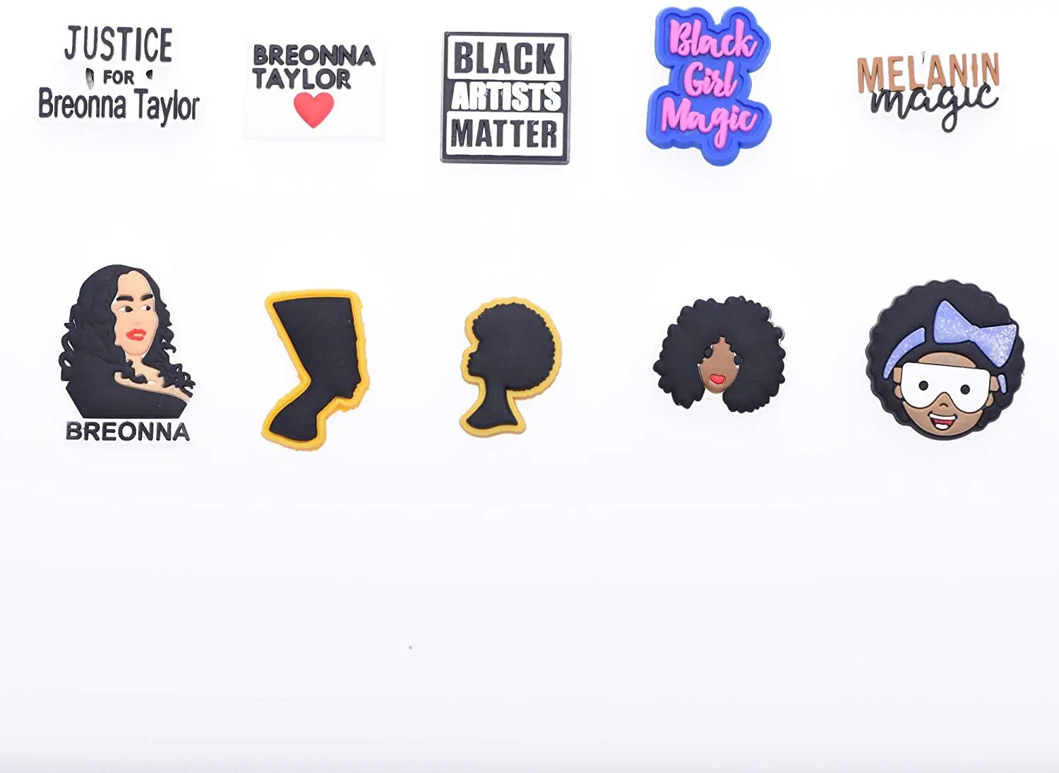 

10pcs black live in matter jibtz Shoe Charms Fits for Clog croc Sandals Decoration for kids girls wome gift