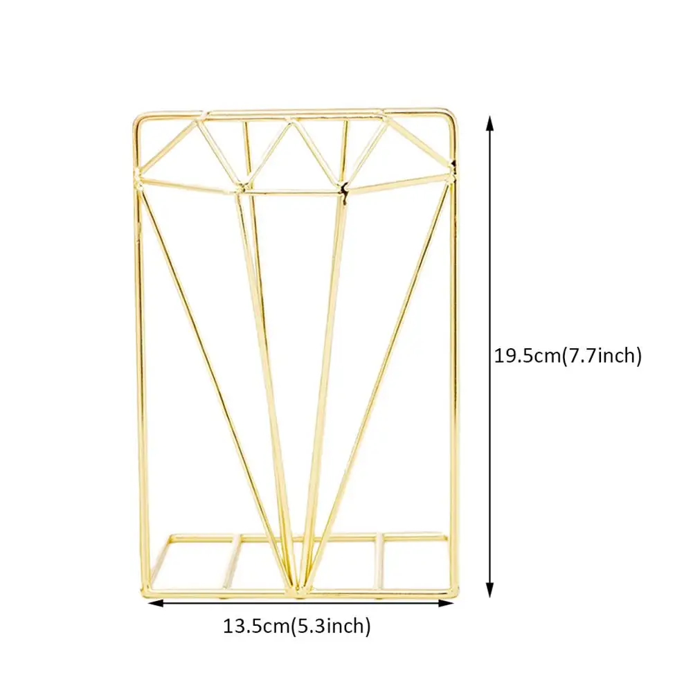 

1 Pair of Simulation Diamond Bookends Iron Desktop Book Support Storage Rack
