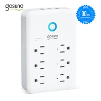 gosund p2 smart wall outlet extender 3 usb ports 6 ac outlets sockets plug extender for alexa google 90 days free replacement
