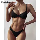 Сексуальный ребристый бикини на косточках, купальный костюм, женская одежда для плавания, Женский комплект бикини из двух предметов, высокий вырез, стринги, купальный костюм, купальник V2697