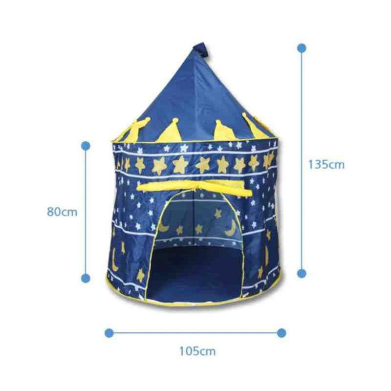 

Blue Castle Tent Portable Princess prince Blue Tower House Indoor Outdoor Play Garden Bedroom Tent Children's yurt tent gifts