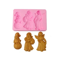 new santa snowman silicone mold for fondant chocolate epoxy sugarcraft mould pastry cupcake decorating kitchen accessories tool