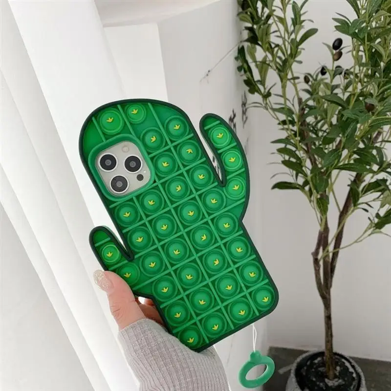 

For IPhone 7 8 XS XR 11 12 Pro Max SE Case Cover Reliver Stress Pop Fidget Toys Push It Bubble Antistress Sensory Game Adult Kid