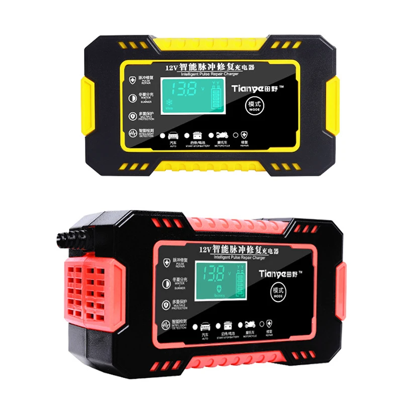 

EU Car Battery Charger 12/24V 6A Touch Screen Pulse Repair LCD Battery Charger For Car Motorcycle Lead Acid Battery Agm Gel Wet